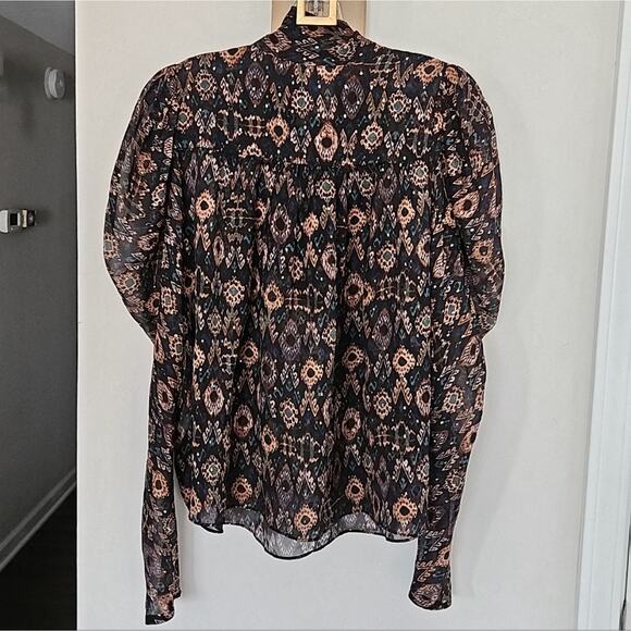 Ulla Johnson Black Onyx Metallic Ada Silk Blouse Size 8 - Picture 10 of 13